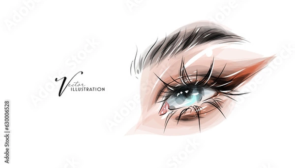 Obraz Bright eye makeup, hand drawn in vector format.