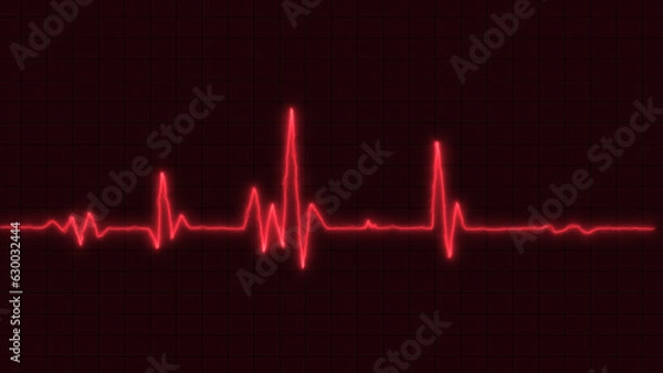 Fototapeta neon light heart pulse shape background. Heart rate graph. Heart beat. Ecg icon wave.