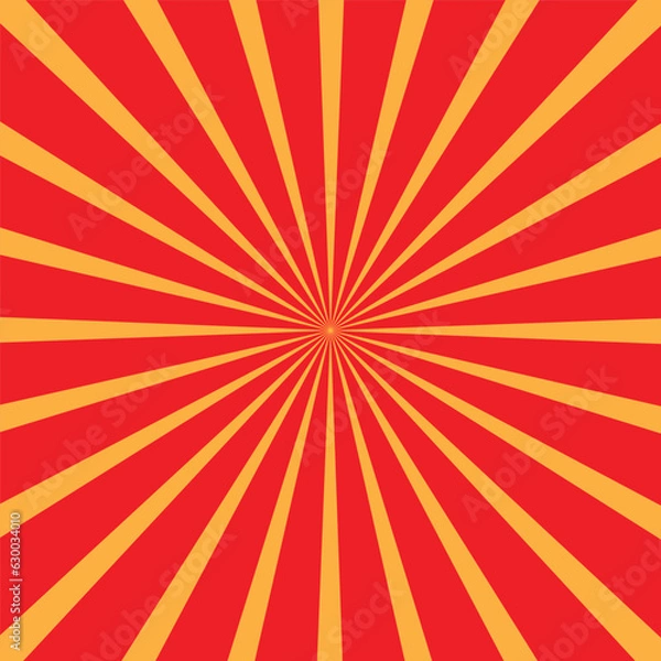 Fototapeta Attractive yellow and red sunburst rays background