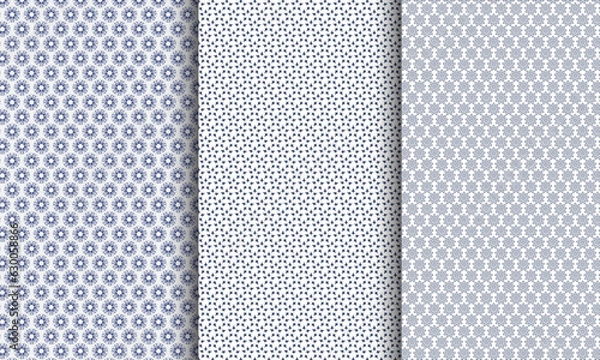 Fototapeta Collection of art deco seamless geometric ornamental vector abstract circle patterns. 