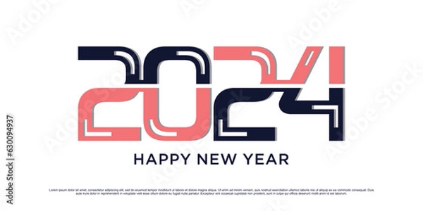 Fototapeta 2024 Happy new year logo vector design with modern idea
