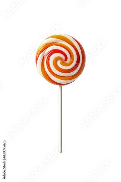 Fototapeta A delicious colourful round lollipop isolated on a transparent background 