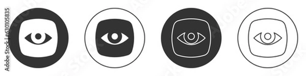 Obraz Black Security camera icon isolated on white background. Circle button. Vector