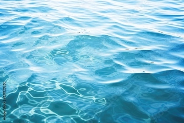Fototapeta Rippling water texture background, gentle water waves and reflections, tranquil blue and green surface, soothing and calming