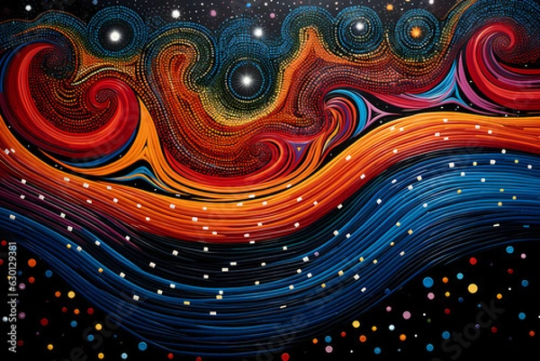 Obraz Vibrant Aboriginal Needlepoint: A Psychedelic Journey