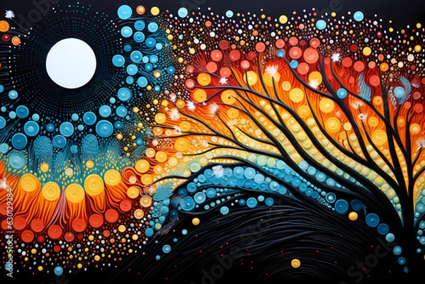 Obraz Trippy Psychedelic Aboriginal Needlepoint Design