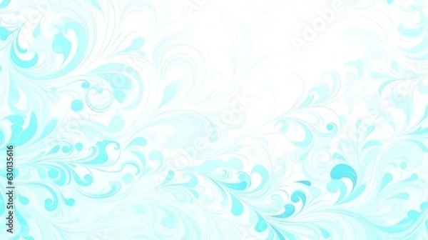 Fototapeta blue floral background with waves and swirls