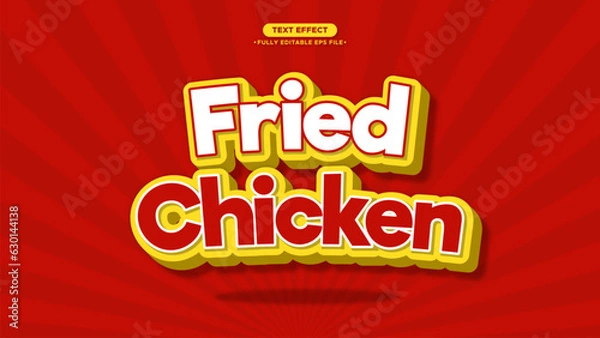 Fototapeta Fried Chicken 3D Vector Text Effect