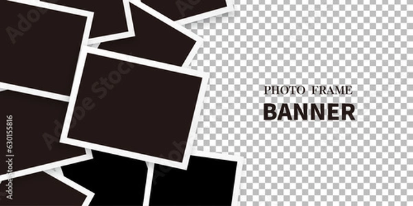 Fototapeta banner of empty photo frames compositions. Realistic vector mockups. Retro photo frames with shadow isolated on transparent background.
