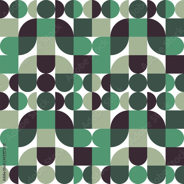 Fototapeta Geometric Mosaic Abstract Pattern Decorative Ornament Background Wall Vector Illustration Dark Green