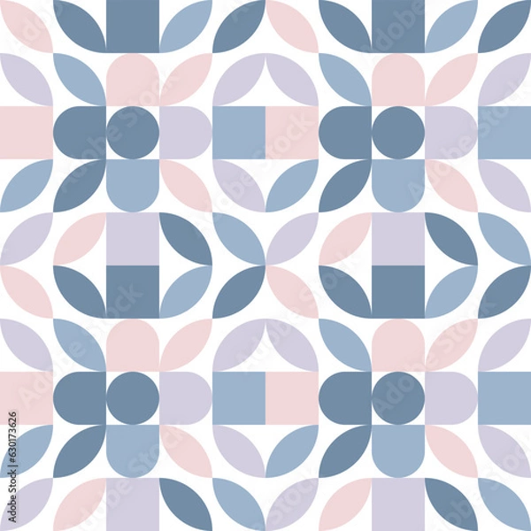 Fototapeta Geometric Mosaic Abstract Pattern Decorative Ornament Background Wall Vector Illustration Blue Pink