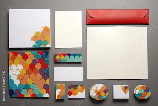 Fototapeta Mock up designs, business cards, packaging, to establish a consistent and memorable brand image