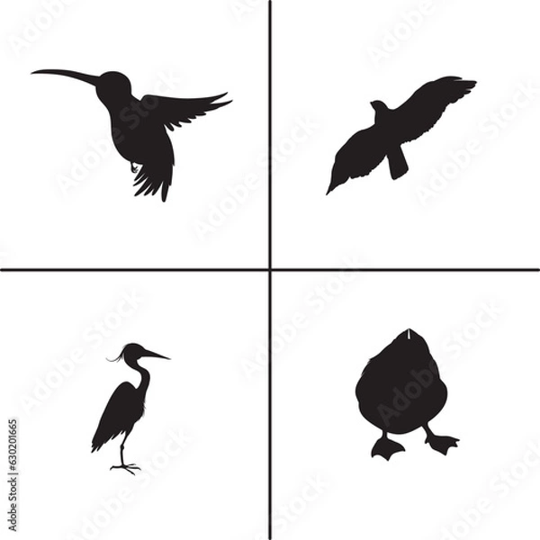 Obraz FLAT DESIGN BIRD SILHOUETTE SET



