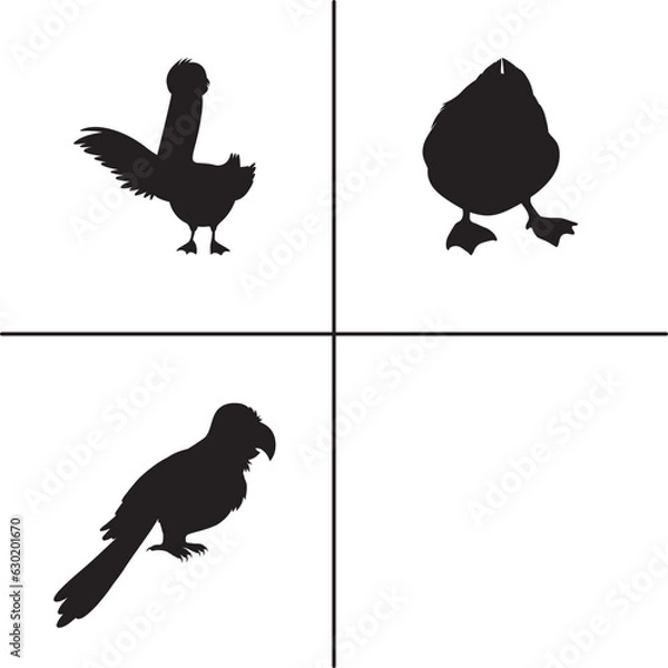 Fototapeta FLAT DESIGN BIRD SILHOUETTE SET


