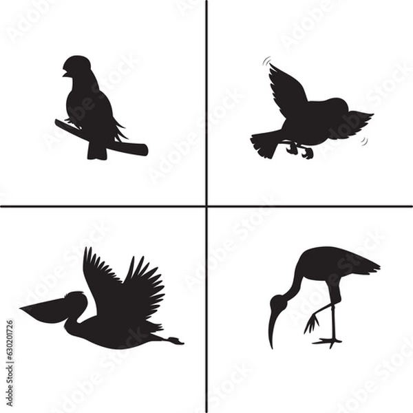 Obraz FLAT DESIGN BIRD SILHOUETTE SET


