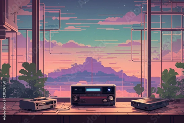 Obraz old tape radio electronics photography generated ai