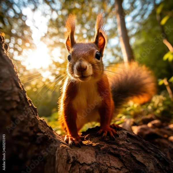 Fototapeta Squirrel in its Natural Habitat, Wildlife Photography, Generative AI
