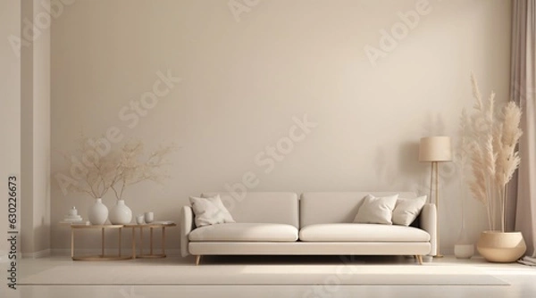 Fototapeta minimalist empty room with warm tone