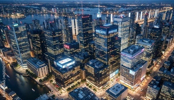 Fototapeta A Glimpse into the Futuristic World of Modern Transportation and City Views ai generated