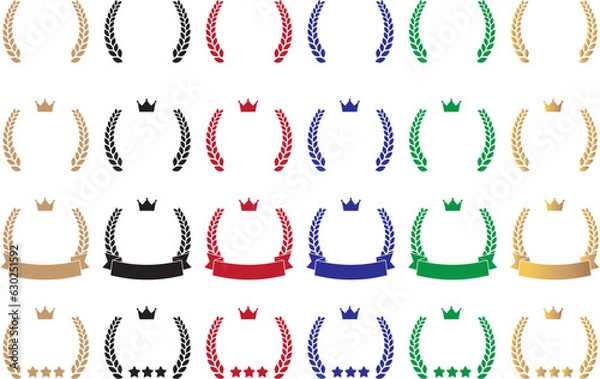 Obraz  賞、月桂冠、月桂樹のフレームセット