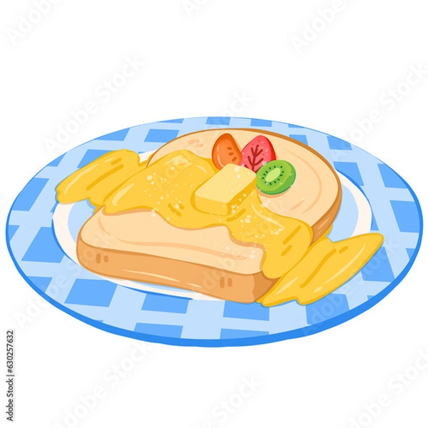 Obraz French Toast with butter and fruits on plate