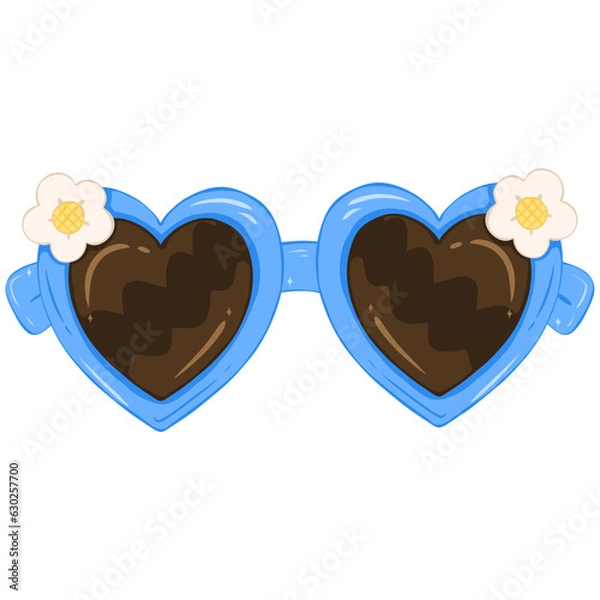 Obraz Blue heart shaped sunglasses with a little flower on top 