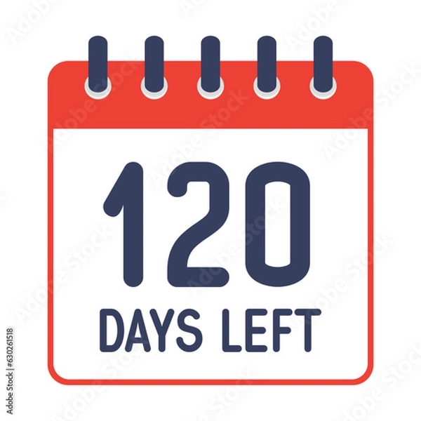 Fototapeta 120 days left icon,countdown daily page calendar template vector illustration.