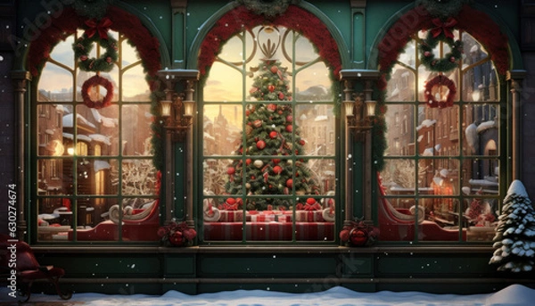 Fototapeta Christmas and New Year Background, Render style, Holiday, Concept background for greeting card.