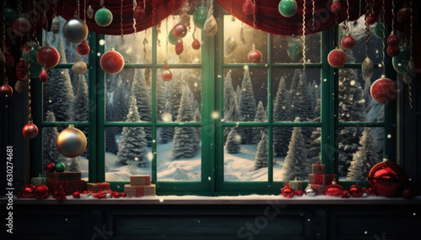 Fototapeta Christmas and New Year Background, Render style, Holiday, Concept background for greeting card.