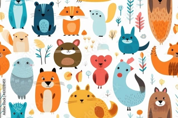 Obraz Animals seamless pattern background
