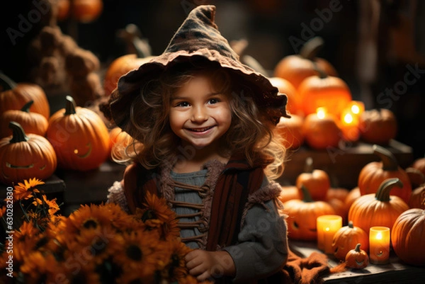 Obraz Dzieci w przebraniach halloween, wygenerowane przez AI