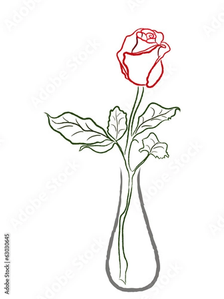 Obraz Stylized red rose in a vase