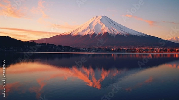 Obraz mountain landscapes in Mount Fuji,  Japan,  background nature landscape feeling relaxing and clam representing concept of beautiful nature theme
