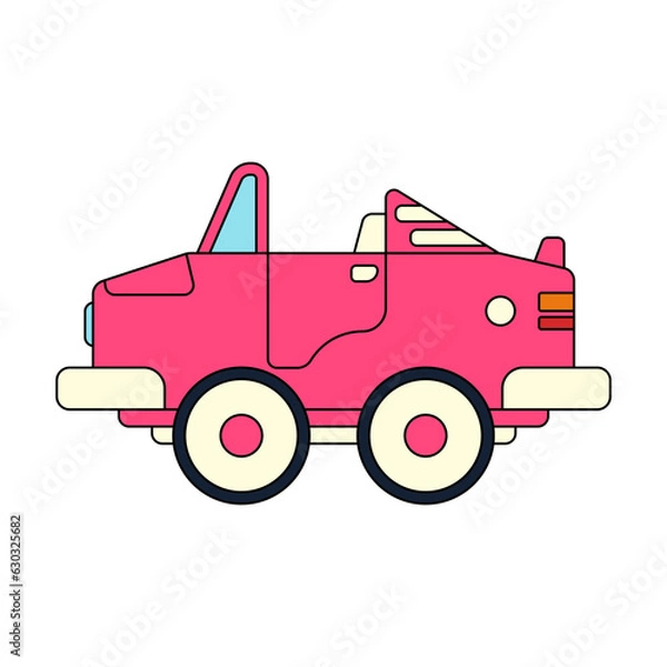Obraz Color vector icon with toys car. Engaging and interactive toys that spark creativity and imagination. Designed for kids. Encourage playtime and ignite the joy of discovery with popular children's toys