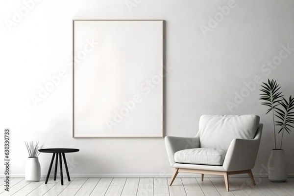 Obraz Minimal Frame in Well-Furnished Space Frame Mockup, generative ai