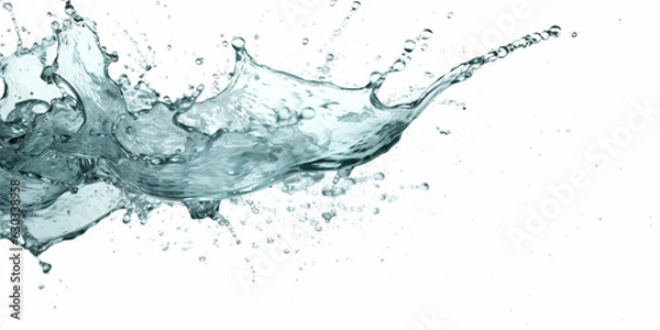 Fototapeta Dynamic Water Splash: Water Splashes on White Background - AI generated