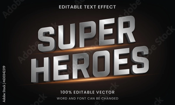 Fototapeta 3d luxury silver metallic text style effect template editable text effect