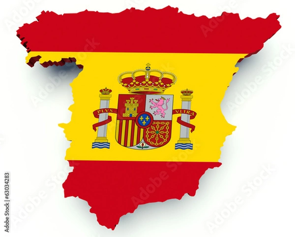 Fototapeta Map of Spain with flag colors. 3d render
