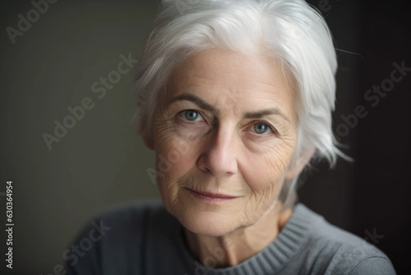 Fototapeta Generative AI portrait of an attractive elderly woman looking at the camera