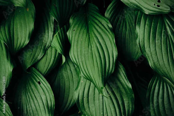 Obraz dark green leaf, large foliage, abstract texture, nature background