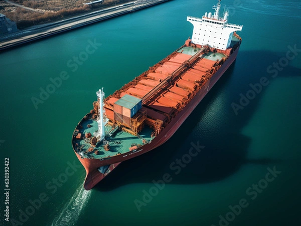 Fototapeta transporting grain by ship of commerce