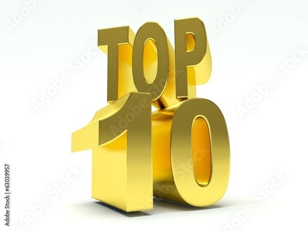 Fototapeta Golden Words Top 10. 3d render