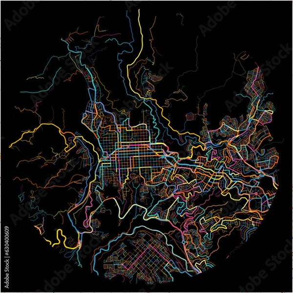 Fototapeta Colorful Map of Manizales with all major and minor roads.