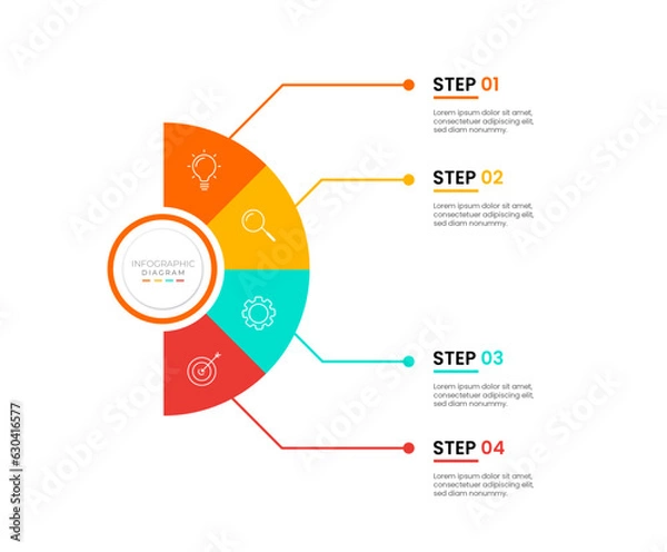 Obraz business Infographic Circle Template for Powerpoint with 4 Step or options.