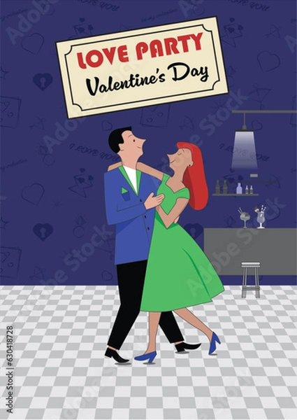 Obraz dancing people on  Valentines day party