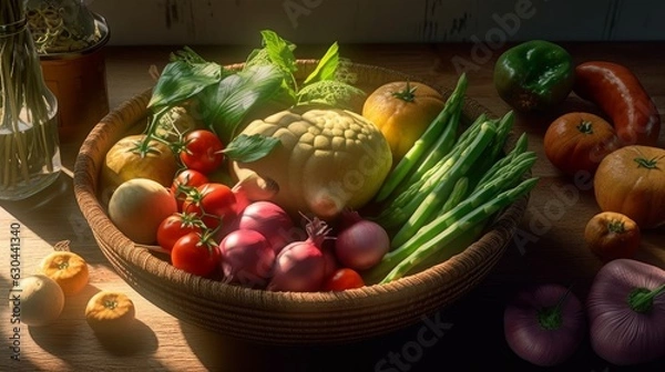 Fototapeta different varieties of sausage cheese bread and vegetables