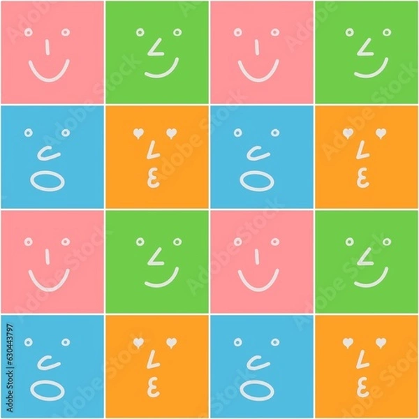Obraz Funny colorful faces seamless pattern