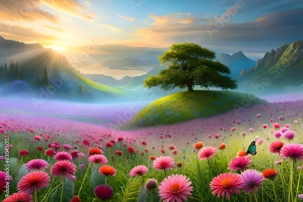 Fototapeta sunset in the mountains