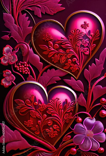 Fototapeta IA Generative heart of love with flowers. In love