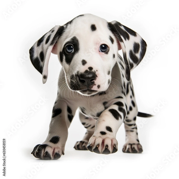 Fototapeta Playful Dalmatian Puppy Running Towards Camera with Spots